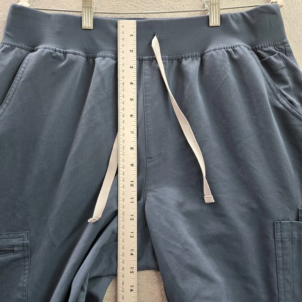 FIGS Women Scrub Pants XLT Blue High Waisted Yola Skinny Cargo Drawstring
